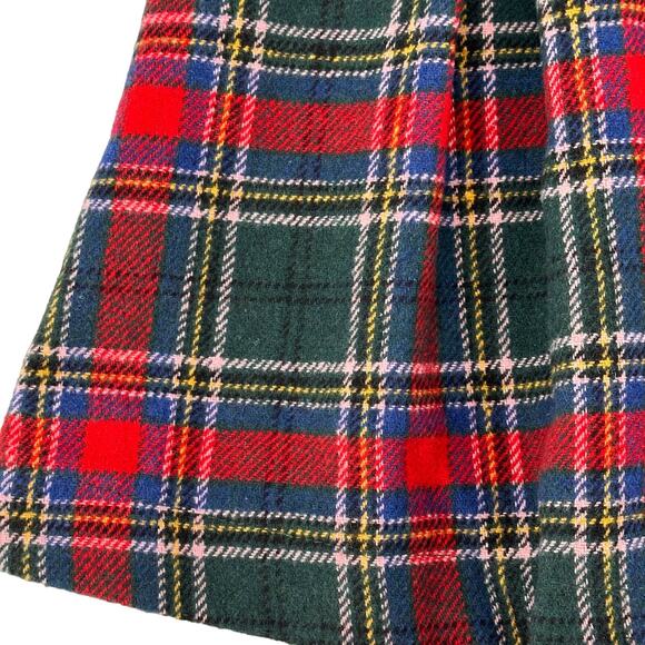 Copper Key Plaid Pleated Mini Skirt Girls Size Large 14 Red Green - Picture 2 of 6